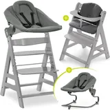 hauck Hauck, Alpha Plus Grey 4-tlg. Newborn Set - Hochstuhl + 2in1 (Treppenhochstuhl)