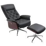 Homcom Relaxsessel Kunstleder 82 x 83 x 110 cm schwarz inkl. Hocker