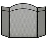 Homcom Kaminschutzgitter, Klappbares Kamingitter mit 3 Paneelen, Ofenschutzgitter, für Wohnzimmer, Metall, 96 x 60 cm, Schwarz