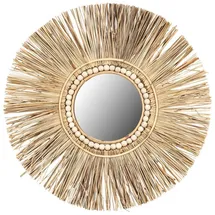 levandeo Spiegel Seegras Ø 55cm Wandspiegel Rund Flurspiegel Wanddeko Boho Deko Bohostyle Bohochic Natur