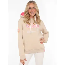 Zwillingsherz Hoodie »"Glück"«, mit Schriftzug Glück und Kängurutaschen Zwillingsherz Hellbeige LXL (L/XL)