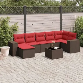 vidaXL Gartensofa-Set mit Kissen, braun, Polyrattan