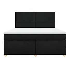 vidaXL Boxspringbett mit Matratze Schwarz 180x200 cm Stoff