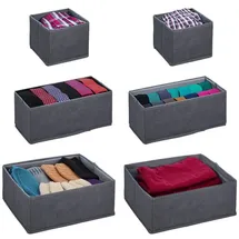 Relaxdays Aufbewahrungsbox Schubladen Organizer 6-tlg. grau