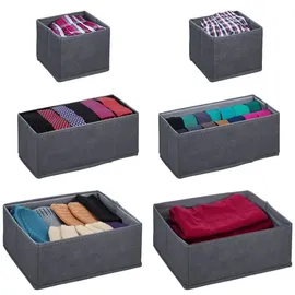 Relaxdays Aufbewahrungsbox Schubladen Organizer 6-tlg. grau