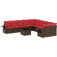 vidaXL Gartensofa-Set mit Kissen, braun, Polyrattan