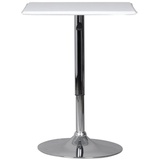 KADIMA DESIGN Stehtisch: Höhenverstellbare Leder-Optik Tischplatte, Chromgestell, 63x63 cm, drehbar, Weiß.