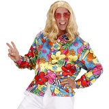 NET TOYS Buntes Hippiehemd Blumenhemd Herren L 52 Flower Power Hemd Hippie Kostüm Männer Schlagermove Outfit 60er 70er Jahre Kleidung