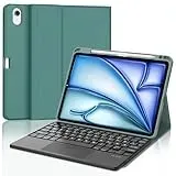 IVEOPPE Tastatur iPad Air 6. Generation Touchpad, iPad Air 11" Hülle mit Tastatur 2024, Magnetisch Abnehmbare Bluetooth QWERTZ Tastatur für iPad Air 6 11 Zoll 2024, Dunkelgrün