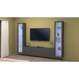 Home Affaire Wohnwand HOME AFFAIRE "Maruska", grau (anthrazit, anthrazit), B:260cm H:180cm T:30cm, Holzwerkstoff, Kastenmöbel-Sets, Wohnwand