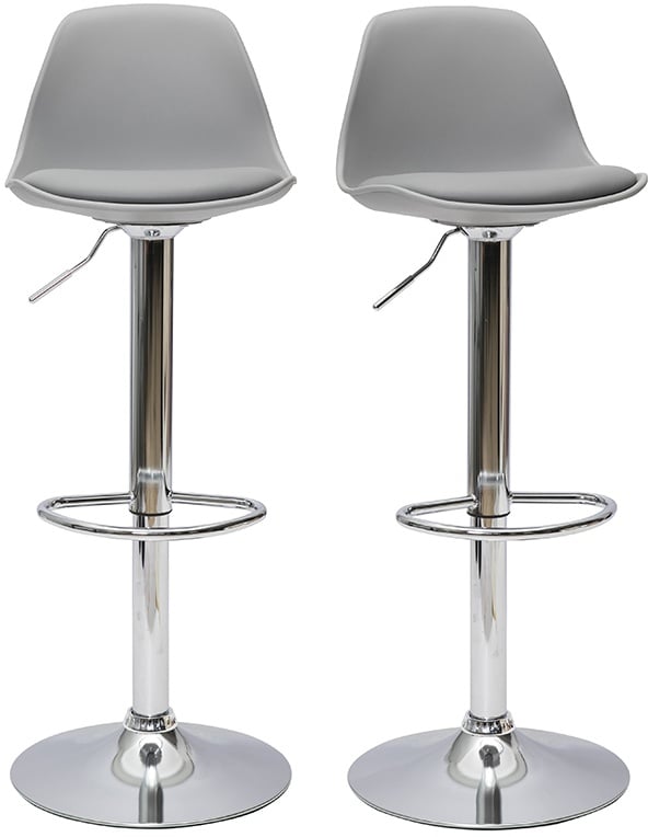 Tabourets de bar design gris clair (lot de 2) STEEVY