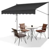 EINFEBEN Klemmmarkise Balkon, UV-beständig höhenverstellbar Einziehbar Klemmmarkise mit Handkurbel Höhenverstellbar, ohne Bohren, Polyester, 350 x 120 cm, Grau