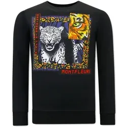 Tony Backer  Sweatshirt Tiger Poster Print  in Schwarz, EU XL