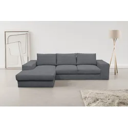 Ecksofa WERK2 "Rozzana Design Ecksofa mit hohem Komfort, zeitlos & elegant, L-Form", grau, B:280cm H:86cm T:190cm, 100% Polyester, Sofas, in kuschelweichen Trendstoffen Cord, Breitcord und Plüsch
