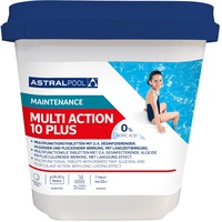 Astralpool Multi Action 10 Plus 250g Chlortablette mit 10 Funktionen 5 kg Desinfektion/Algenentfernung/Algenverhütung/Flockung/pH-Senkung/Chlorstabilisierung/Bakterizid/Viruzid/Fungizid/Kalkvermeidung