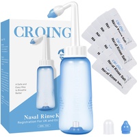 CROING Nasenspülung -120 x Salz +1 x Nasendusche Flasche (300 ml)- Neti Pot, Nasenspülung, Nasenreinigung Nase Spülen,Nasal Rinse