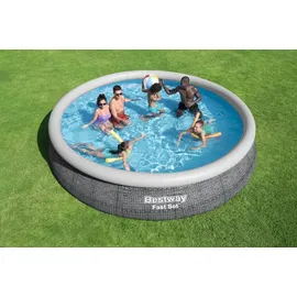 BESTWAY Fast Set Aufstellpool ⌀ 457 x 84 cm Grau inkl. Filterpumpe