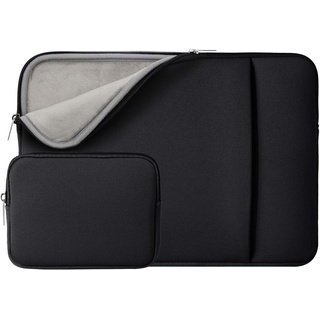 RAINYEAR 15 Zoll Laptop Hülle gepolsterte Tragetasche mit Tasche & Zubehörtasche, Kompatibel mit 15,4 Zoll MacBook Air M2 M3 M4 A2941 A3114 A3241, 15 Zoll Notebook Computer Chromebook(Schwarz)