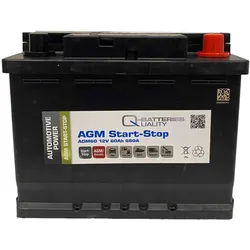 Q-Batteries Start-Stop Autobatterie AGM60 12V 60Ah 680A