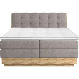 Home Affaire Boxspringbett HOME AFFAIRE "Naome", grau (stone), B:161cm L:217cm, 100% Polyester, Komplettbetten, Boxspringbett, Boxspringbett, Inklusive Topper