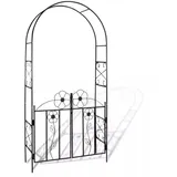 Tidyard Rosenbogen mit Tor, Gartentor, Torbogen, Rankgitter, Pflanzbogen, Rankhilfe, Garten Metall Schwarz 115 x 37 x 230 cm