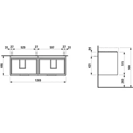 Laufen Juna Waschtischunterbau, 4 Schubladen, inklusive Ordnungssystem, zu H814968, 1269x446x515mm, H4115541092601, Farbe: weiß matt