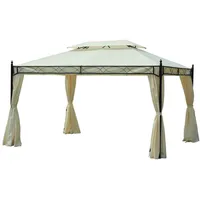 Outsunny Pavillon,, Creme, Metall, 400x280x300 cm, Sonnen- & LuxusPavillon