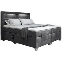 Fun Möbel Boxspringbett Dunkelgrau, Textil, 200x200 cm, Schlafzimmer, Betten, Boxspringbetten