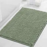 Mateju Chenille Badezimmerteppich, Weich Badteppich rutschfest Badematte Badvorleger Saugfähige Maschinenwaschbare für Badewanne Dusche Toilette (20 * 32 Zoll,Salbeigrün)