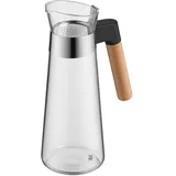 WMF Karaffe 1 Liter KINEO, Borosilikatglas - 1 Liter - Cromargan Edelstahl 18/10  - mit Holzgriff