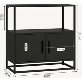 [en.casa] Hailuoto Aktenschrank 80 x 40 x 82 cm Schwarz