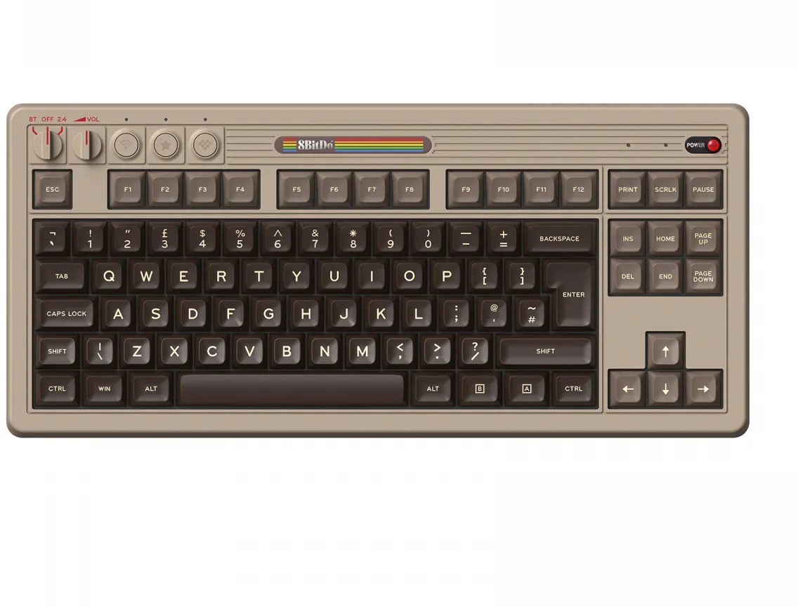 8Bitdo Retro Mechanical Keyboard - Kabellose Tastatur ISO UK - C64 Edition