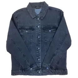 Denim Project mona Damen Jacke schlichte Jeans-Jacke Baumwoll-Jacke JIB-DPW-005 W007 Dunkelgrau - XS