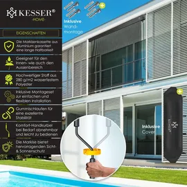 Kesser Senkrechtmarkise Außenrollo 200 x 250 cm Transparent/Anthrazit