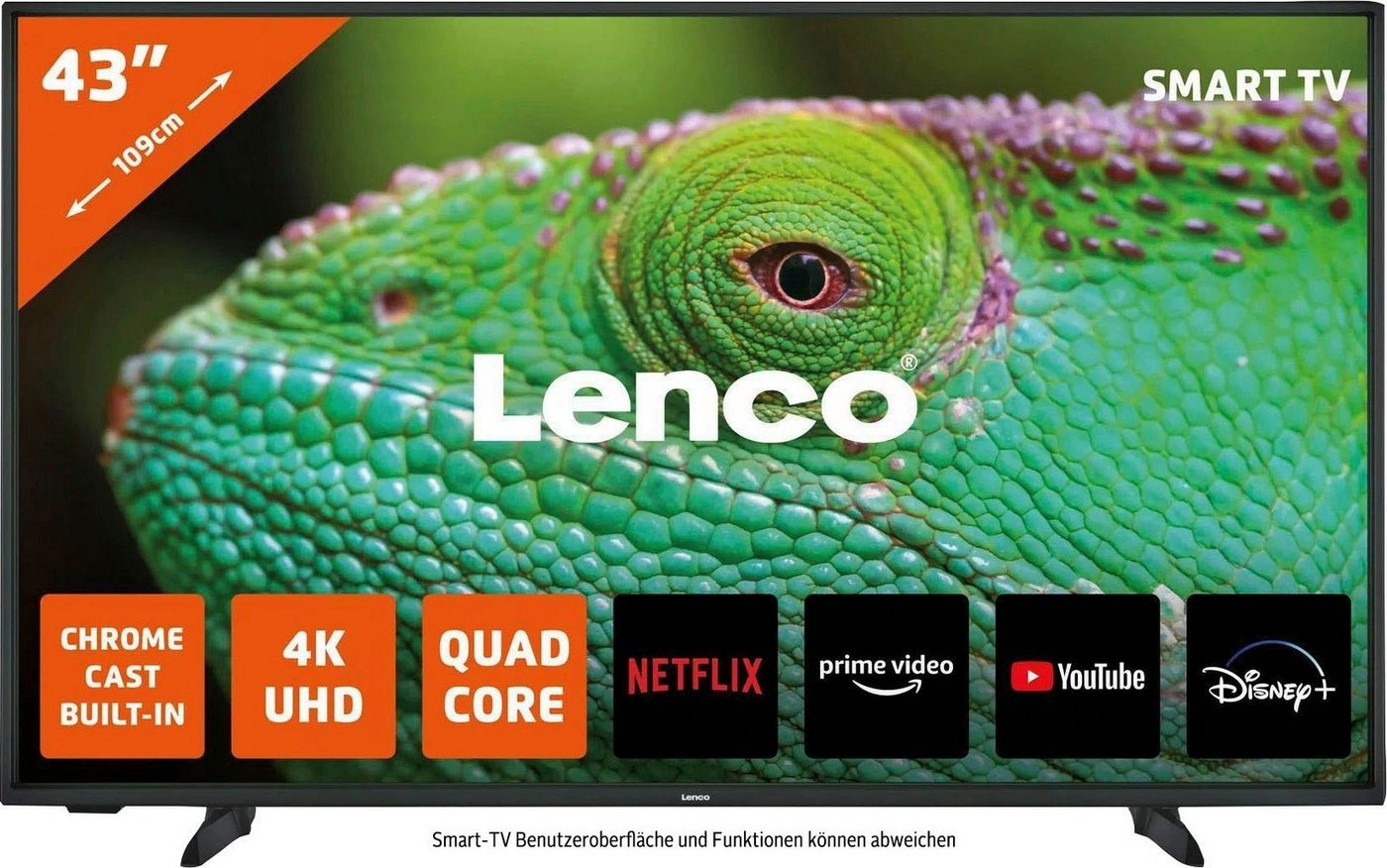 Lenco Lenco LED-4353BK LED-Fernseher (109,2 cm/43 Zoll, 4K Ultra HD, Smart-TV) schwarz