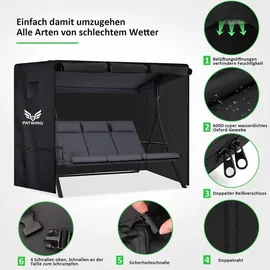 luxuskollektion Hollywoodschaukel Abdeckung 210 x 150 x 150 cm Schwarz