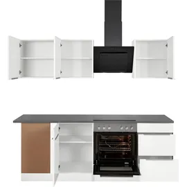 kochstation Winkelküche L-Form 220 cm weiß