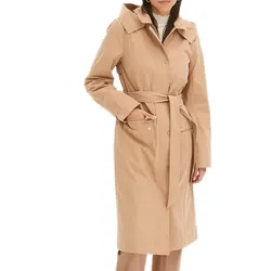 Damen zeitloser Parka-Mantel mit Kapuze Frühling-Mantel Baumwoll-Jacke 927540 Beige - 40
