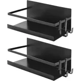 Joeji's Kitchen Gewürzregal Magnetisch - Kühlschrank Backofen Regal - Ablage Küche - Ohne Bohren - Selbstklebend Starke Haftung 2,5kg - Matte Schwarz