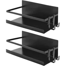 Joeji's Kitchen Gewürzregal Magnetisch - Kühlschrank Backofen Regal - Ablage Küche - Ohne Bohren - Selbstklebend Starke Haftung 2,5kg - Matte Schwarz