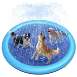 Peteast Hundepool für Große & Kleine Hunde & Kinder 67" Faltbarer Splash Sprinkler Pad, 0.58mm Verdickt Anti-Rutsch Hunde Wasserspielzeug, Umweltfreundlich Langlebig Planschbecken Hund