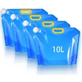 MIAOHAUSDE 4 Stück Wasserkanister Faltbar, Faltbarer Wasserkanister 10L mit Dichtem Deckel, Auslaufsicherer, Gefrierfähiger - Wasserbehälter für Outdoor Camping Wanderungen Picknicks