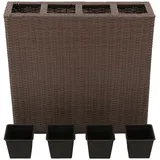 furnicato Garten-Hochbeet mit 4 Töpfen Poly Rattan Braun