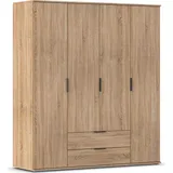 Rauch Möbel ESSEA Drehtürenschrank Kleiderschrank, Garderobe Schrank mit Stauraum, 4-türig, 2 Schubladen, Farbe Eiche Sonoma, Holz, 168x188x52cm