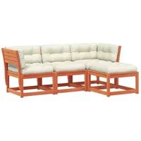 vidaXL 4tlg. Garten-Lounge-Set mit Kissen Wachsbraun Massivholz Kiefer