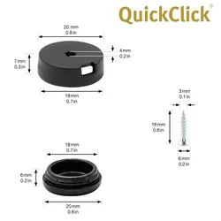 WAGNER QuickClick® Kunststoffgleiter BLACK - zum Schrauben, 4x Basis & Schraube & Einsatz Ø 20 mm, DE Ware - 15830100