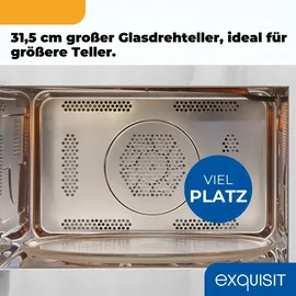 GGV Exquisit Exquisit Mikrowelle MW 59025 H-3 - Heißluft, 25 Liter, 31,5 cm Drehteller, Timer, 5 Leistungsstufen, klein und platzsparend, 2500 Watt, Grillfunktion, Heißluftfunktion, Pizzapfanne, l 2 Jahre Gewährleistung - Grill und l, 900