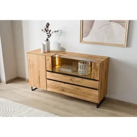 MASSIVMOEBEL24.DE Sideboard 160 x 87 x 43 cm Wildeiche geölt / Beige