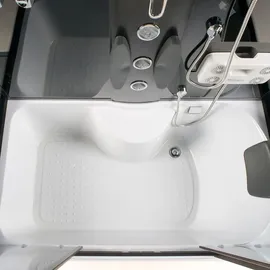 KERRA Hydromassage Duschkabine XL mit Badewanne rechts 151 x 86 cm Schwarz