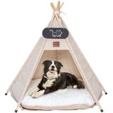 Mooipet Tipi Zelt für Haustiere mit doppelseitigem Kissen Haustierzelt für Hunde/Katzen Haustierhütte Abnehmbar und Waschbar Hundehaus für Meerschweinchen Kaninchen Hamster Kätzchen 60x60x70cm